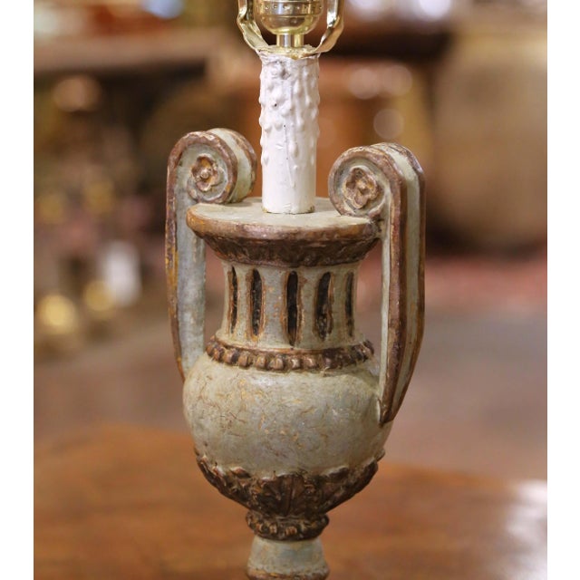 Mid 20th Century Pair of Mid-Century Italian Neoclassical Painted Urn Form Table Lamps For Sale - Image 5 of 10