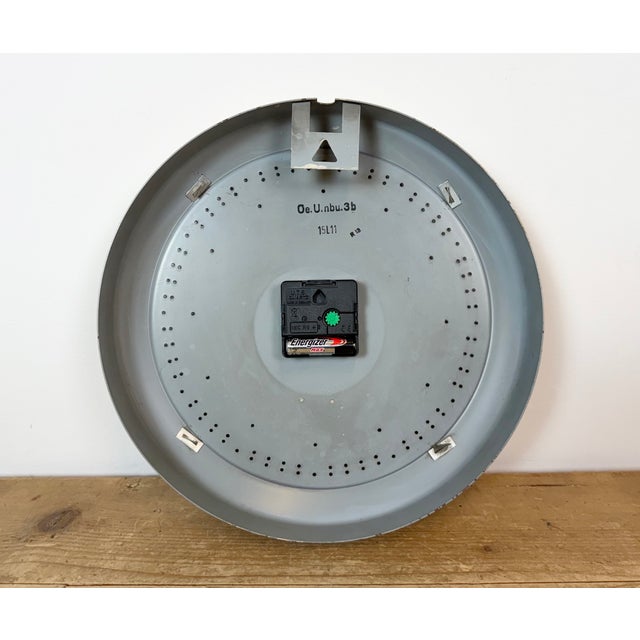 Industrial Factory Beige Wall Clock, Austria, 1960s For Sale - Image 16 of 17