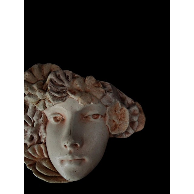 Art Nouveau Style Pink Plaster Wall Mask with Woman's Face and Flowers, 1970s For Sale - Image 9 of 12