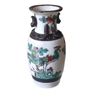 Mid 20th Century Chinese Crackle Glaze Porcelain Vase