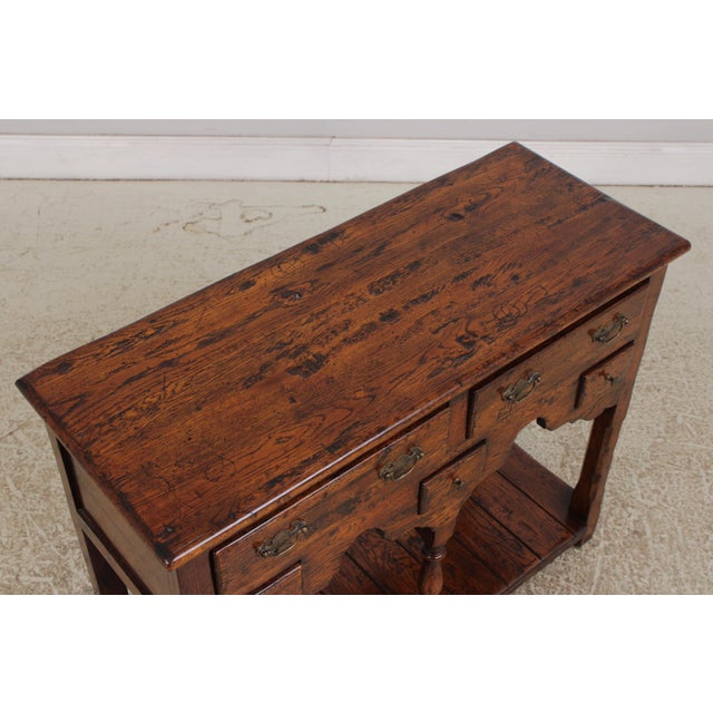 Brown English Country Style Oak 5 Drawer 2 Tier Server For Sale - Image 8 of 16