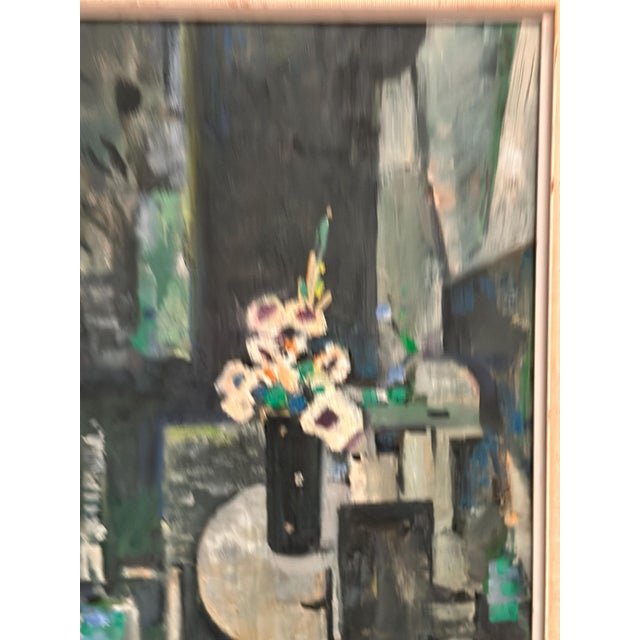 1950s Edvin Ollers, White Blossom in Black Vase, 1959, Oil on Canvas, Framed For Sale - Image 5 of 18