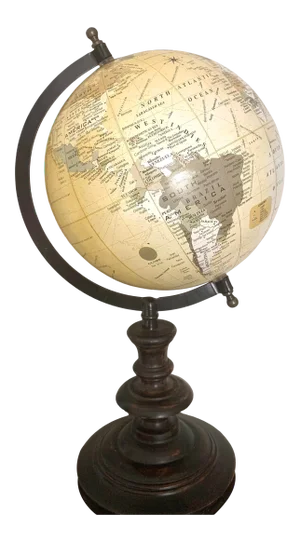 Vintage 17' High Standing Wood and Paper Globe in Amber and Brown Tones