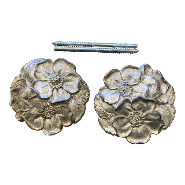 1920s Waverly Studios Cast Iron Hand Painted Curtain Tie Backs - Set of 2 For Sale