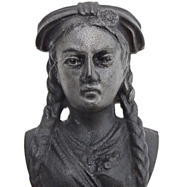 1950s Fireplace Tridents with Female Head in Cast Iron, 1950s, Set of 2 For Sale - Image 5 of 8