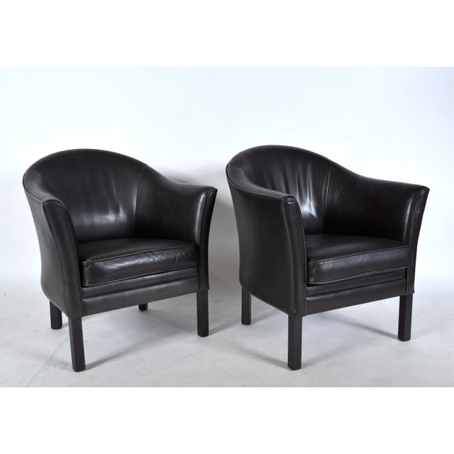 Mid-Century Modern Leather Model MH80 Queen Chairs by Lars Kalmar for Mogens Hansen, Denmark, 1970s, Set of 2 For Sale - Image 3 of 18