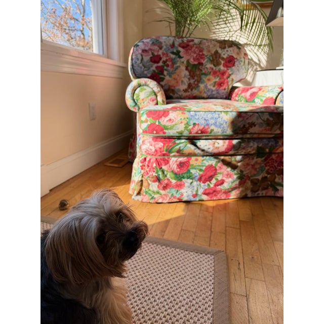 Custom Floral Upholstered Club Chair Attributed to Mario Buatta For Sale - Image 18 of 18