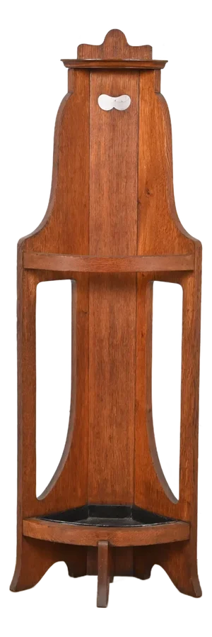 Stickley Brothers Style Antique Mission Oak Arts & Crafts Corner Umbrella Stand, Circa 1900