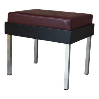 Chrome and Faux Leather Stool from Strafor, 1950s For Sale