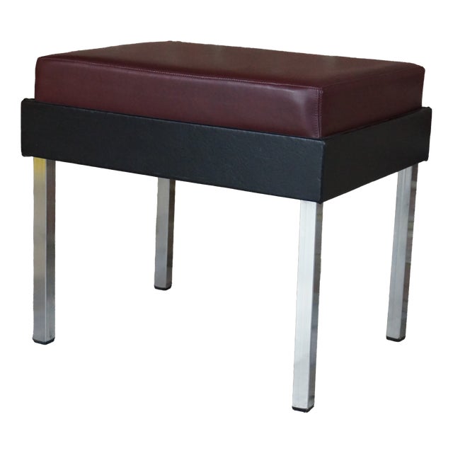 Chrome and Faux Leather Stool from Strafor, 1950s For Sale