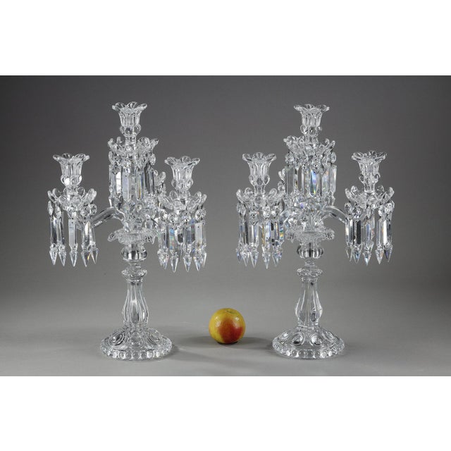 Early 20th Century Baccarat Crystal Girandoles with Four Light Arms, 1900s, Set of 2 For Sale - Image 5 of 18