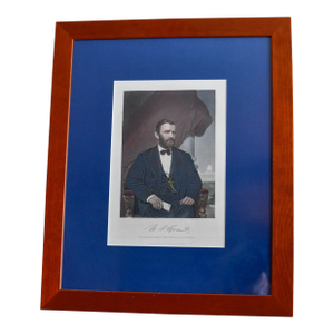 1869 President Ulyses S. Grant Hand Colored Engraving Framed Reproduction
