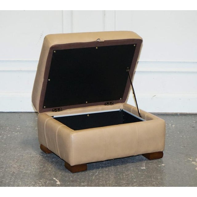 Fine Latte Brown Leather Ottoman Footstool with Storage by Multiyork England A fine latte brown leather ottoman footstool...
