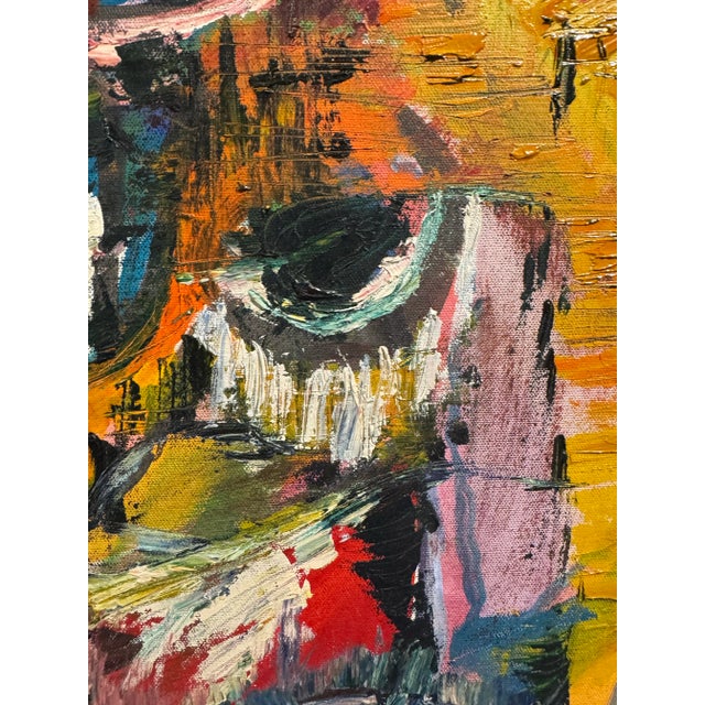 Collector Large Original Abstract Expressionist Oil Painting – Signed, Impasto Texture, Modernist, Framed For Sale - Image 4 of 8