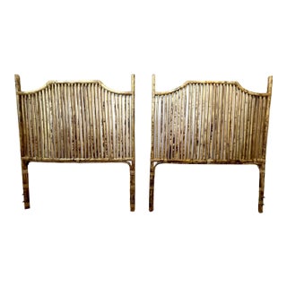 Mid 20th Century Vintage Tortoise Bamboo and Rattan Headboards - a Pair For Sale