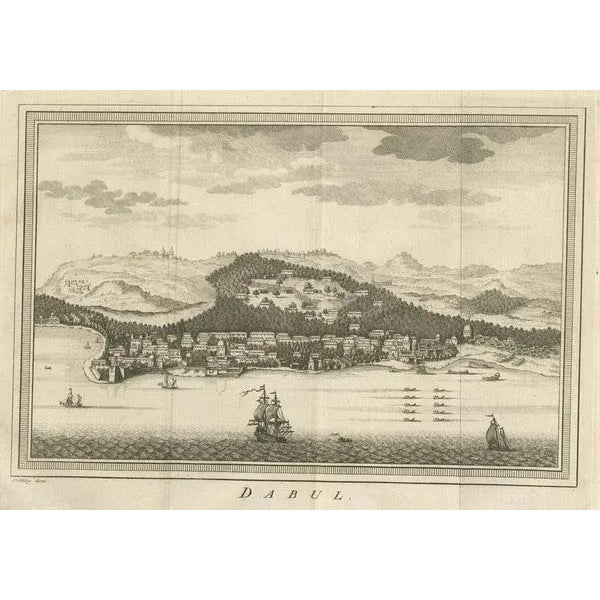 Port City Dabhol in India, 1757, Paper For Sale - Image 3 of 6