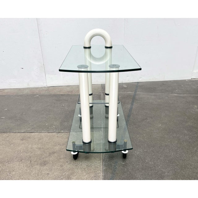 Postmodern Italian Glass and Metal Bar Trolley from Metalnova, 1980s For Sale - Image 11 of 18