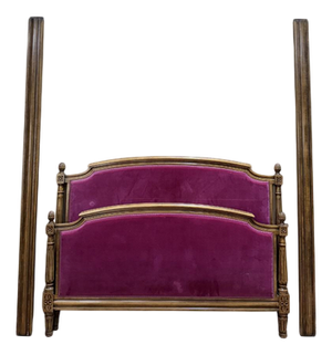 Louis XVI Style Velvet Upholstered Bed