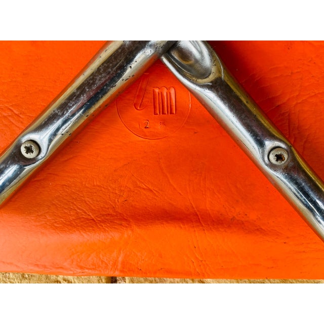 Mid-Century Orange Skaï and Chrome Stool from J L, 1970s For Sale - Image 16 of 18