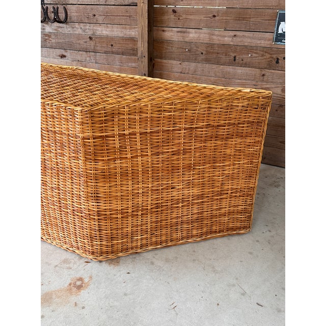 Brown 1980’s Monumental Organic Modern Large Braid Rattan Console/Partner Desk/Entertainment Table by Wicker Works For Sale - Image 8 of 12