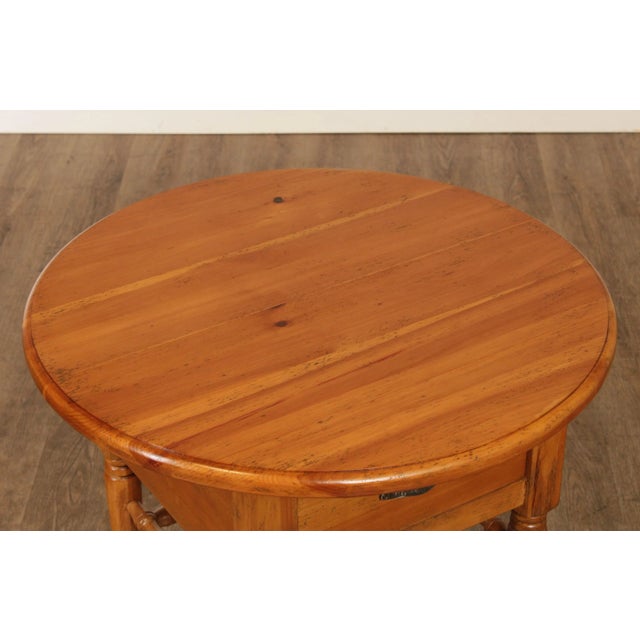 Wood Eddy West Round Pine One Drawer Side Table For Sale - Image 7 of 13