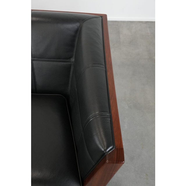 Black Art Deco Decoforma Series Black Leather 2.5-Seater Sofa with Woodwork from Schuitema For Sale - Image 8 of 13