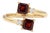 18k Yellow Gold Plated Two-Stone Princess Cut Garnet & Cz Bypass Ring Us 7 For Sale
