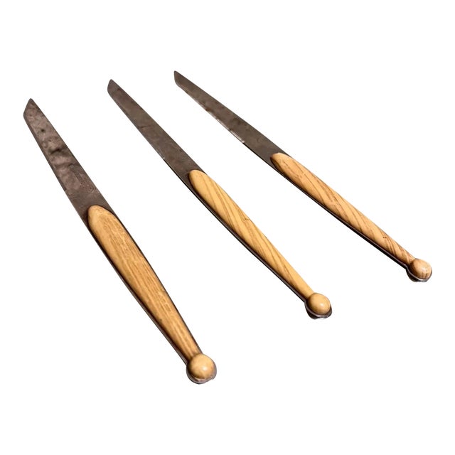 1950s Modernist Three Sculptural Steak Knives Inox Rostfrei For Sale