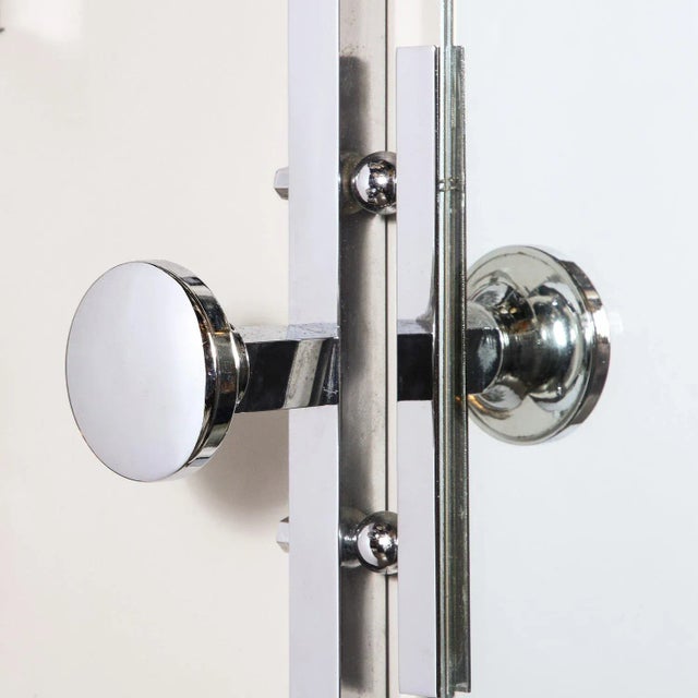 Chrome 1930s Art Deco Curvilinear Coat/Umbrella Rack With Arched Mirror in Polished Chrome For Sale - Image 8 of 9