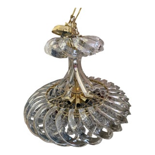 Vintage Modern Hollywood Regency Lucite Ribbon Prism Chandelier For Sale