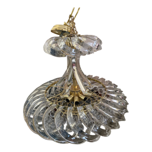 Vintage Modern Hollywood Regency Lucite Ribbon Prism Chandelier