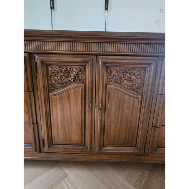 Wood Vintage Wood Carved Triple Dresser For Sale - Image 7 of 7
