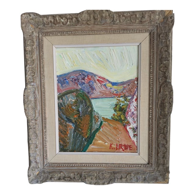 Mid Century Expressionist Landscape Painting by Swedish Artist Knut Irwe For Sale