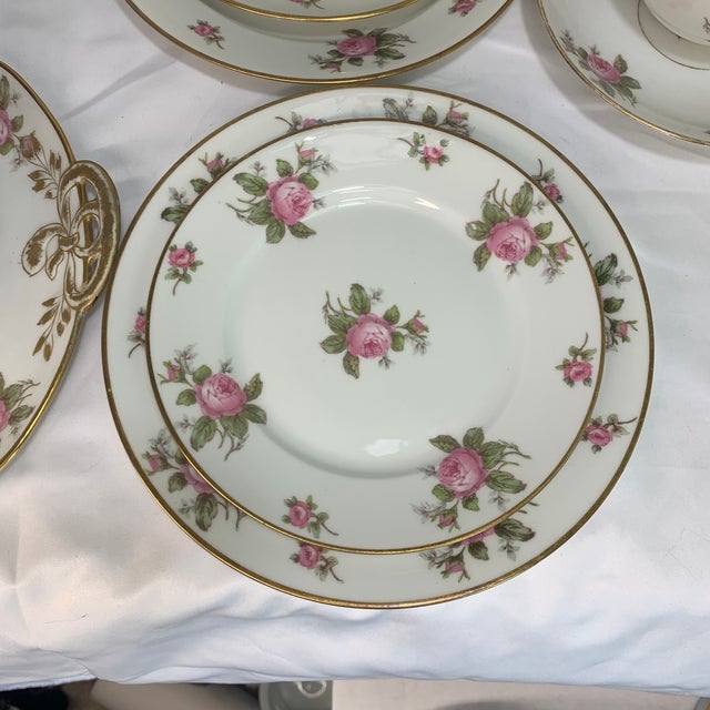 Early 20th Century Gda Limoges Fine Porcelain Luncheon Tea Set Featuring a Classic Pink Rose Motif - 23 PCS For Sale - Image 5 of 9
