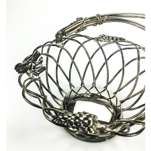 Studio Silversmiths Grape Theme Silver Plate Basket For Sale - Image 4 of 9