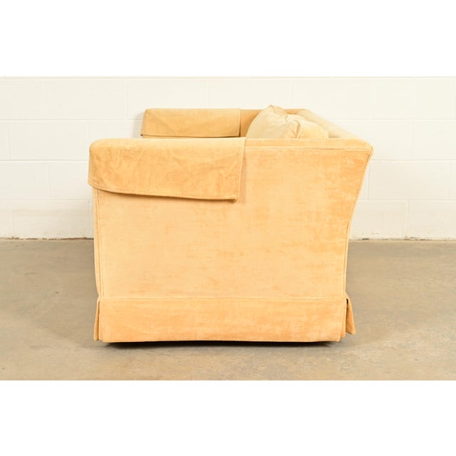 Baker Furniture Style Modern Mohair Velvet Tuxedo Sofa or Loveseat For Sale - Image 10 of 13