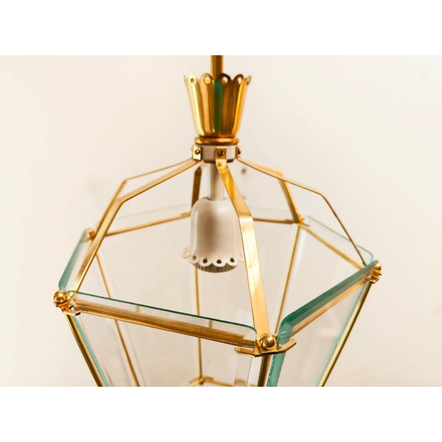 Brass and Clear Glass Lantern For Sale - Image 11 of 18