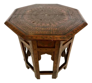 Octagonal Vintage Inlaid Moroccan Side Table