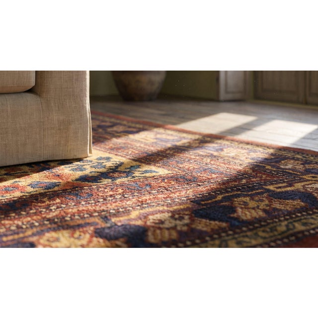 1850s Orange Apricot Flowers Antique Central Asian Yarkand Rug 8' 3"x 9' 8" Handknotted Wool Carpet For Sale In New York - Image 6 of 8