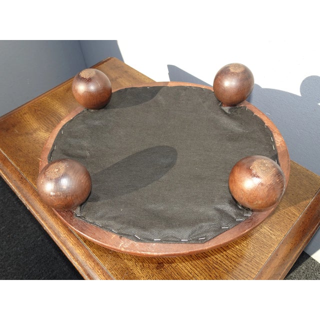 Footstool - Vintage French Country Burgundy Floral Needlepoint Petite Footstool For Sale - Image 12 of 13