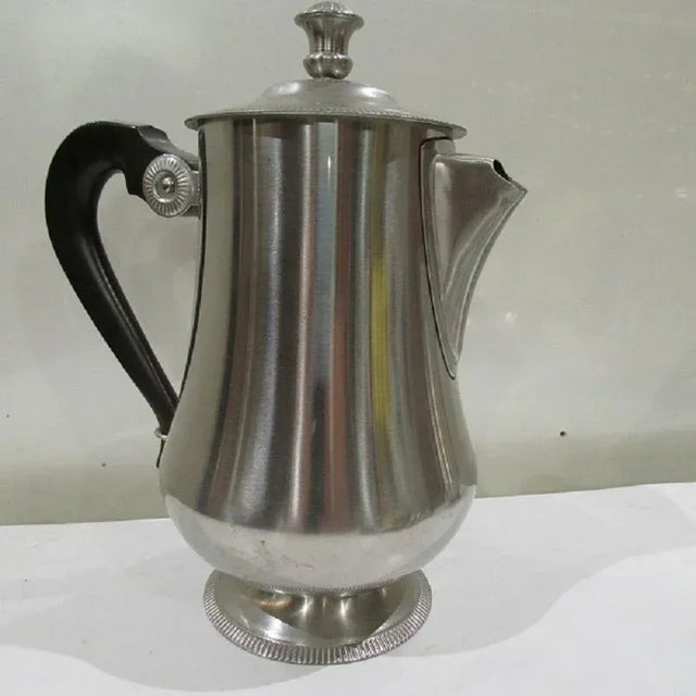 1980s Art Deco Stainless Steel Coffee & Tea Set from Létang & Rémy, 1980s, Set of 6 For Sale - Image 5 of 8