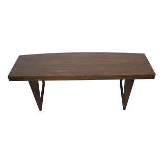 Danish Curved Coffee Table on Sled Legs by Leif Hansen, 1960s For Sale
