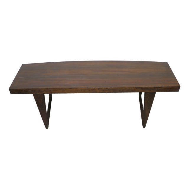 Danish Curved Coffee Table on Sled Legs by Leif Hansen, 1960s For Sale
