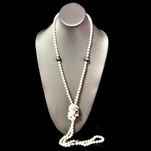 Akoya & Tahitian Pearls Diamond Necklace 18k Gold Certified For Sale - Image 12 of 13