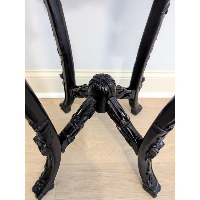 Antique Chinese Rosewood Pedestal or Stand With Marble Top, Qing Dynasty 35"h For Sale - Image 11 of 16