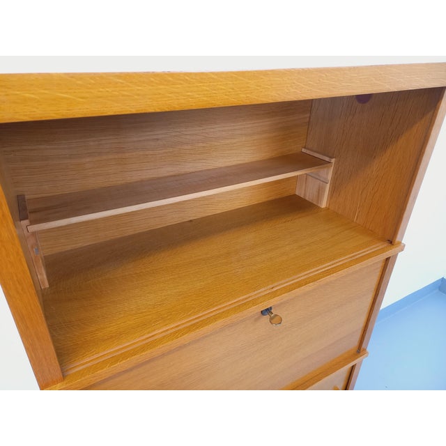 Vintage Oak Bookshelf with Secretary, 1960s For Sale - Image 10 of 17