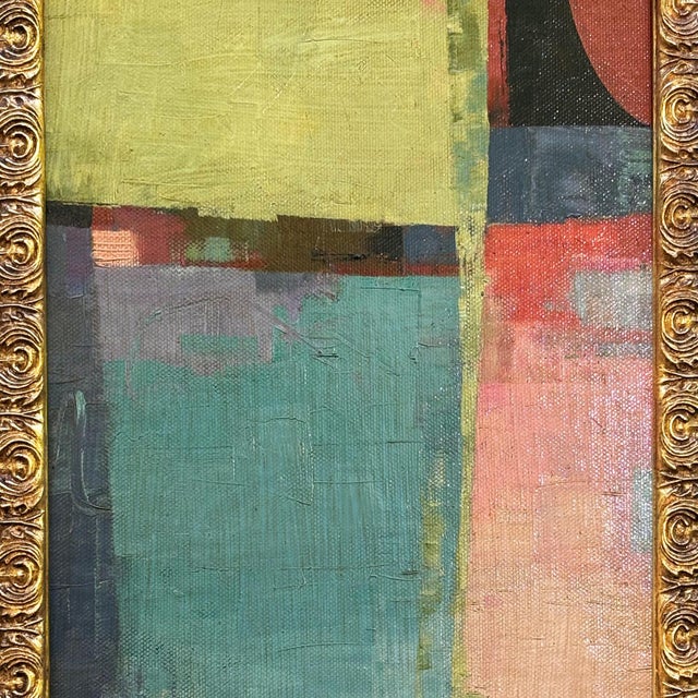 Abstract Contemporary Abstract Oil Painting in Petite Gold Vintage Frame For Sale - Image 3 of 6
