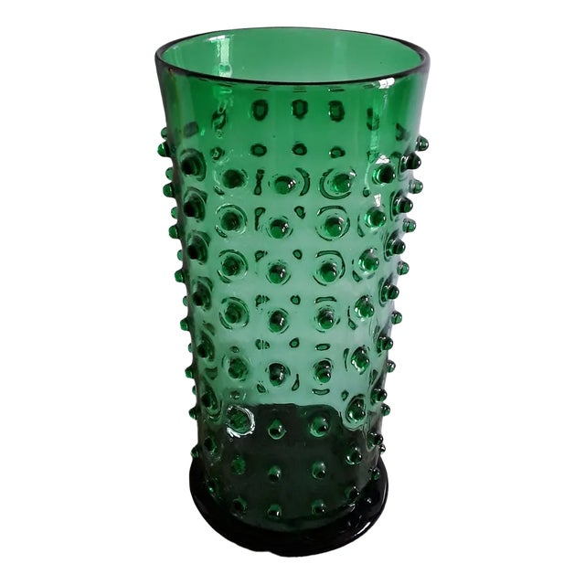Big Vintage Green Glass Vase, 1970s For Sale