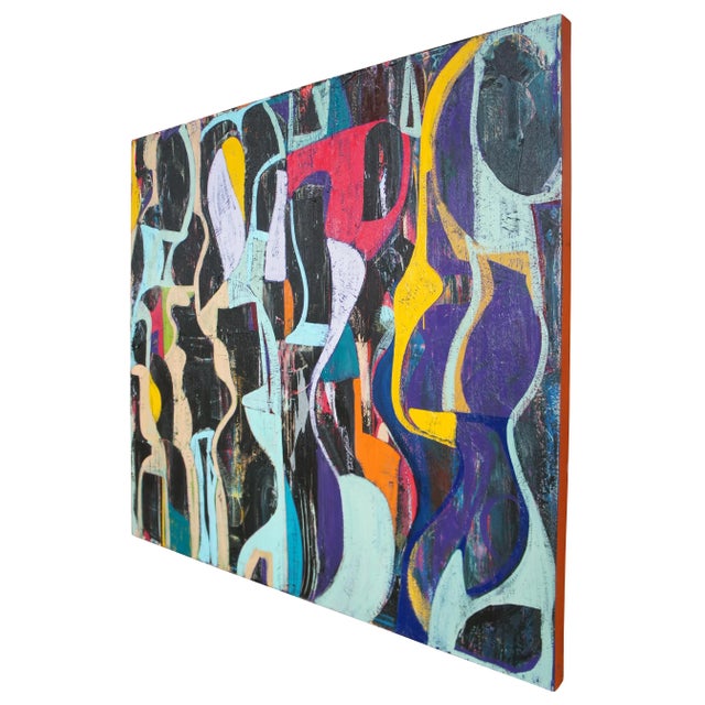 Abstract Jason Fascination Abstract Expressionist Acrylic Painting on Canvas For Sale - Image 3 of 11