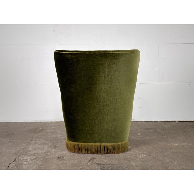 Wood Mid-Century Modern Scandinavian Wingback Lounge Chair in Green Velvet, 1950s For Sale - Image 7 of 13